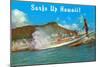 Surf's Up Hawaii, Diamond Head-null-Mounted Art Print