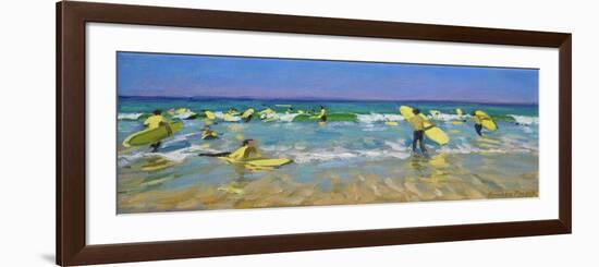 Surf School at St. Ives-Andrew Macara-Framed Giclee Print