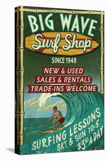 Surf Shop - Vintage Sign-Lantern Press-Stretched Canvas