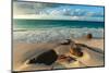 Surf surging towards boulders buried in sand on a tropical beach. Anse Victorin Beach, Seychelles.-Sergio Pitamitz-Mounted Photographic Print