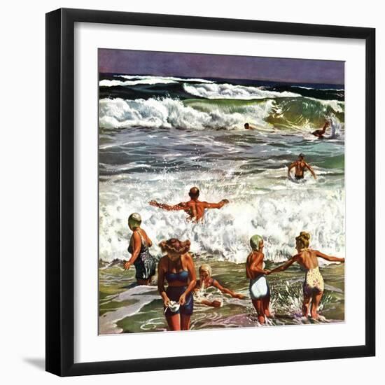 "Surf Swimming," August 14, 1948-John Falter-Framed Giclee Print