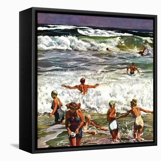 "Surf Swimming," August 14, 1948-John Falter-Framed Stretched Canvas