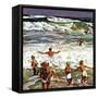 "Surf Swimming," August 14, 1948-John Falter-Framed Stretched Canvas