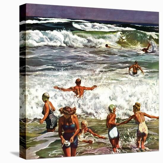 "Surf Swimming," August 14, 1948-John Falter-Stretched Canvas