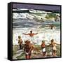 "Surf Swimming," August 14, 1948-John Falter-Framed Stretched Canvas