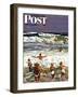 "Surf Swimming," Saturday Evening Post Cover, August 14, 1948-John Falter-Framed Giclee Print