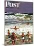 "Surf Swimming," Saturday Evening Post Cover, August 14, 1948-John Falter-Mounted Giclee Print