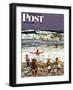 "Surf Swimming," Saturday Evening Post Cover, August 14, 1948-John Falter-Framed Premium Giclee Print