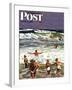 "Surf Swimming," Saturday Evening Post Cover, August 14, 1948-John Falter-Framed Giclee Print