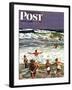 "Surf Swimming," Saturday Evening Post Cover, August 14, 1948-John Falter-Framed Giclee Print