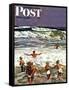 "Surf Swimming," Saturday Evening Post Cover, August 14, 1948-John Falter-Framed Stretched Canvas
