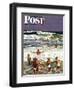 "Surf Swimming," Saturday Evening Post Cover, August 14, 1948-John Falter-Framed Giclee Print