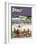 "Surf Swimming," Saturday Evening Post Cover, August 14, 1948-John Falter-Framed Giclee Print