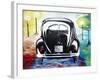 Surf VW Bug Series - The Black Volkswagen Bug Split Window-Martina Bleichner-Framed Art Print