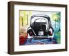 Surf VW Bug Series - The Black Volkswagen Bug Split Window-Martina Bleichner-Framed Art Print