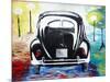 Surf VW Bug Series - The Black Volkswagen Bug Split Window-Martina Bleichner-Mounted Art Print