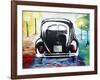 Surf VW Bug Series - The Black Volkswagen Bug Split Window-Martina Bleichner-Framed Art Print