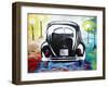 Surf VW Bug Series - The Black Volkswagen Bug Split Window-Martina Bleichner-Framed Art Print