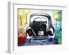 Surf VW Bug Series - The Black Volkswagen Bug Split Window-Martina Bleichner-Framed Art Print