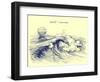 Surf Waves. Sea Waves Graphic. Ocean Wave Sketch-Danussa-Framed Art Print