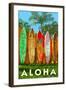 Surfboard Fence - Aloha-Lantern Press-Framed Art Print