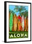 Surfboard Fence - Aloha-Lantern Press-Framed Art Print