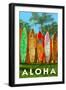 Surfboard Fence - Aloha-Lantern Press-Framed Art Print