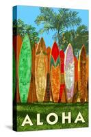 Surfboard Fence - Aloha-Lantern Press-Stretched Canvas