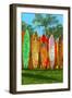 Surfboard Fence-Lantern Press-Framed Art Print