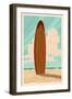Surfboard - Letterpress-Lantern Press-Framed Art Print