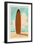 Surfboard - Letterpress-Lantern Press-Framed Art Print