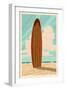 Surfboard - Letterpress-Lantern Press-Framed Art Print