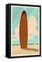 Surfboard - Letterpress-Lantern Press-Framed Stretched Canvas