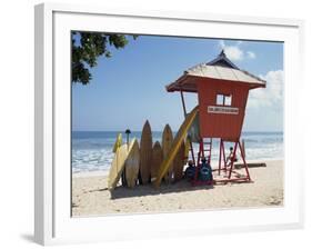 Surfboards Stacked Waiting for Hire at Kuta Beach on the Island of Bali, Indonesia, Southeast Asia-Harding Robert-Framed Photographic Print