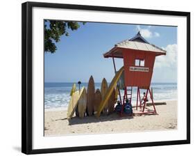 Surfboards Stacked Waiting for Hire at Kuta Beach on the Island of Bali, Indonesia, Southeast Asia-Harding Robert-Framed Photographic Print