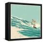 Surfer and Big Wave. Vector Illustration. Grunge Effect in Separate Layer.-jumpingsack-Framed Stretched Canvas