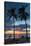 Surfer and Palm Trees at Sunset on Playa Guiones Surf Beach at Sunset-Rob Francis-Stretched Canvas