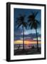 Surfer and Palm Trees at Sunset on Playa Guiones Surf Beach at Sunset-Rob Francis-Framed Photographic Print