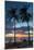 Surfer and Palm Trees at Sunset on Playa Guiones Surf Beach at Sunset-Rob Francis-Mounted Photographic Print