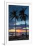 Surfer and Palm Trees at Sunset on Playa Guiones Surf Beach at Sunset-Rob Francis-Framed Photographic Print