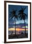 Surfer and Palm Trees at Sunset on Playa Guiones Surf Beach at Sunset-Rob Francis-Framed Photographic Print