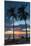 Surfer and Palm Trees at Sunset on Playa Guiones Surf Beach at Sunset-Rob Francis-Mounted Photographic Print