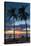 Surfer and Palm Trees at Sunset on Playa Guiones Surf Beach at Sunset-Rob Francis-Stretched Canvas