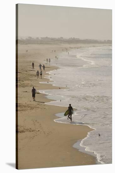 Surfer and People on Pismo State Beach, Pismo Beach, California, USA-Cindy Miller Hopkins-Stretched Canvas