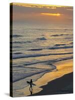 Surfer at Blackhead Beach, South of Dunedin, South Island, New Zealand-David Wall-Stretched Canvas