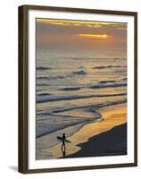 Surfer at Blackhead Beach, South of Dunedin, South Island, New Zealand-David Wall-Framed Premium Photographic Print