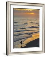 Surfer at Blackhead Beach, South of Dunedin, South Island, New Zealand-David Wall-Framed Photographic Print