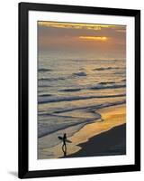 Surfer at Blackhead Beach, South of Dunedin, South Island, New Zealand-David Wall-Framed Photographic Print