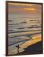 Surfer at Blackhead Beach, South of Dunedin, South Island, New Zealand-David Wall-Framed Photographic Print