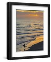 Surfer at Blackhead Beach, South of Dunedin, South Island, New Zealand-David Wall-Framed Photographic Print